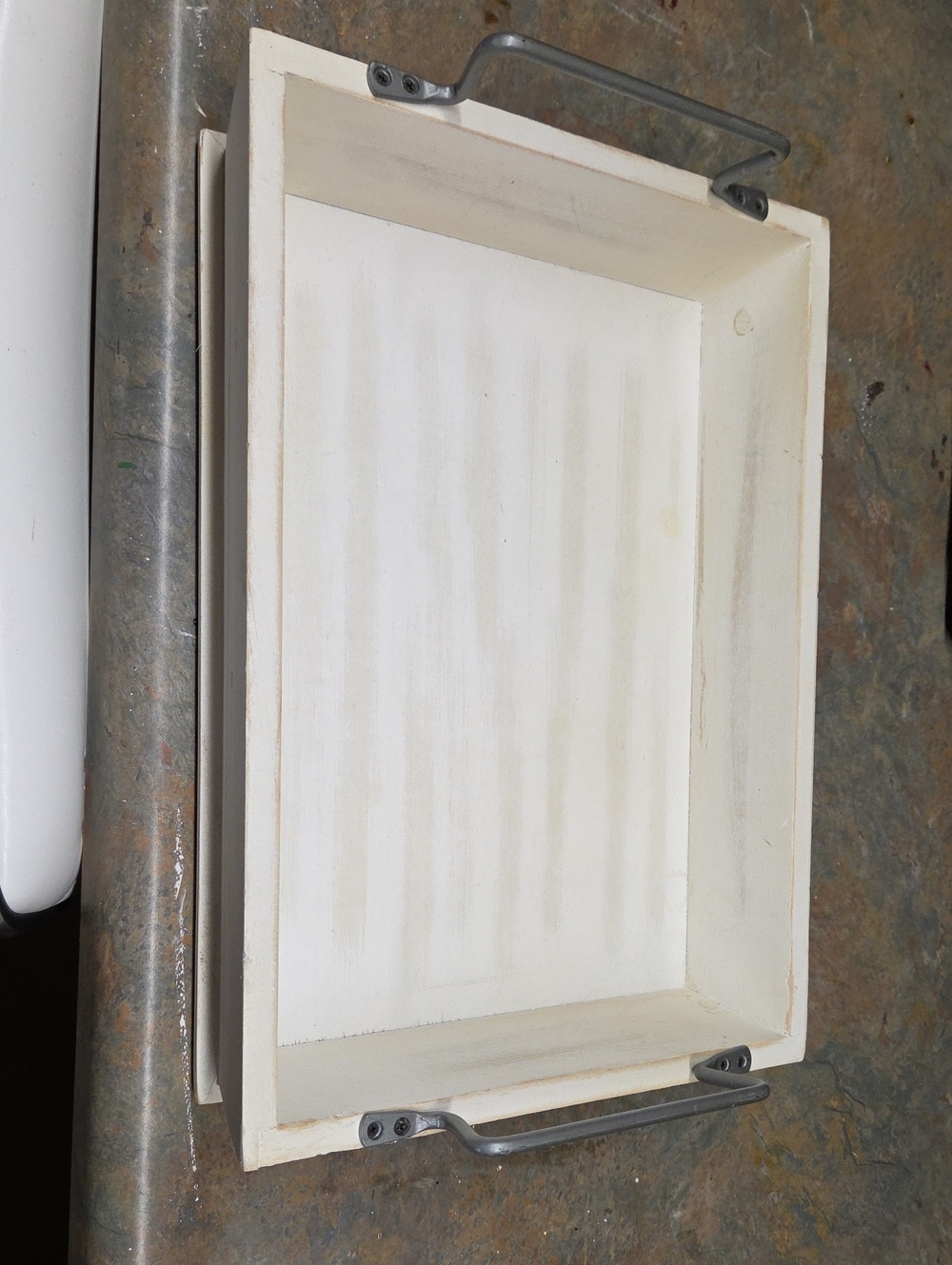 Wooden DecorativeTray with Metal Handles